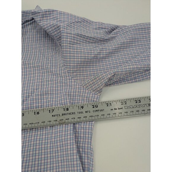 Untuckit Button Up Shirt Men's Size Medium Blue Pink Plaid Dalton Long Sleeve - Picture 6 of 10